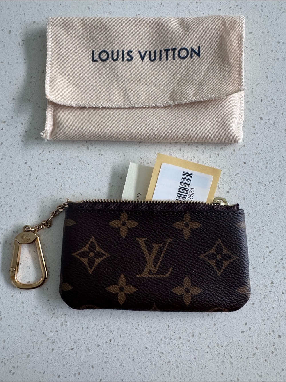 Louis Vuitton Monogram Zip Coin Pouch in Brown and Tan